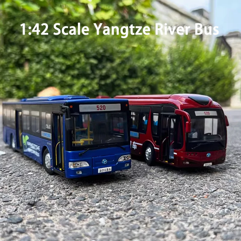 

Diecast 1:42 Scale Yangtze River Bus Alloy Vehine Model Finished Simulation Collection Decoration Gift Toys Static Display