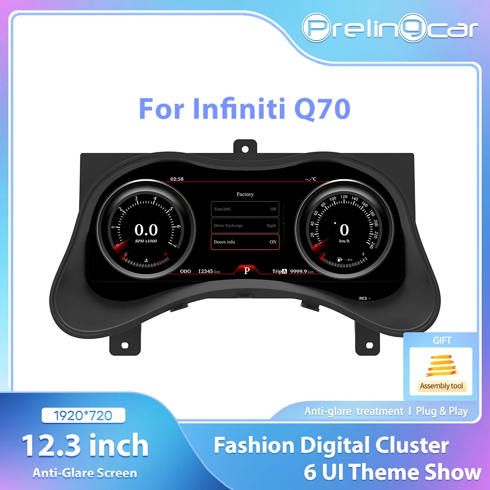 Prelingcar Digital Dashboard For Infiniti Q70 Car Lcd Panel Speedometer Virtual Cockpit