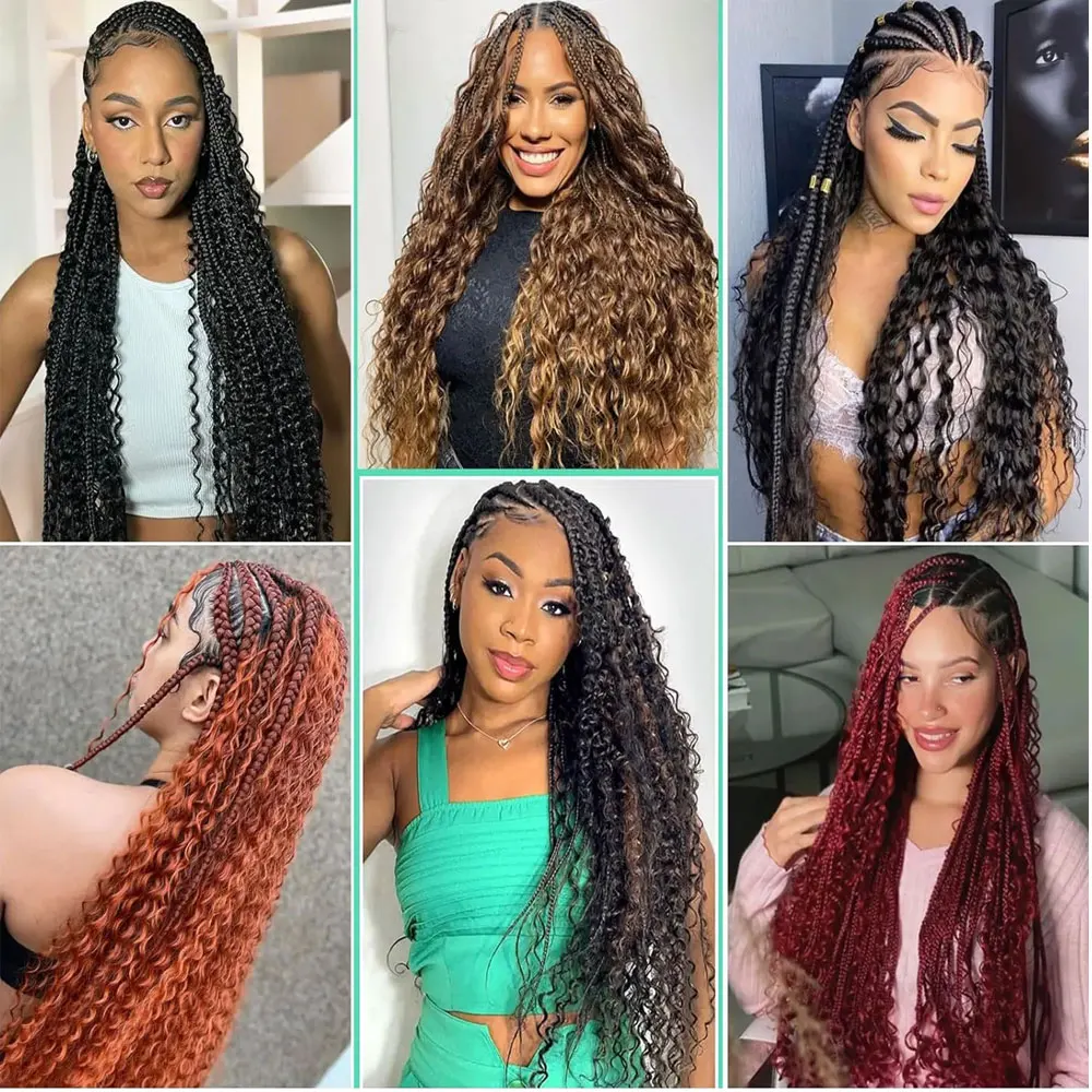 ロングディープウェーブ編み込みヘア28インチオーシャンウェーブクロシェヘア合成ディープカーリークロシェヘアエクステンション黒人女性用