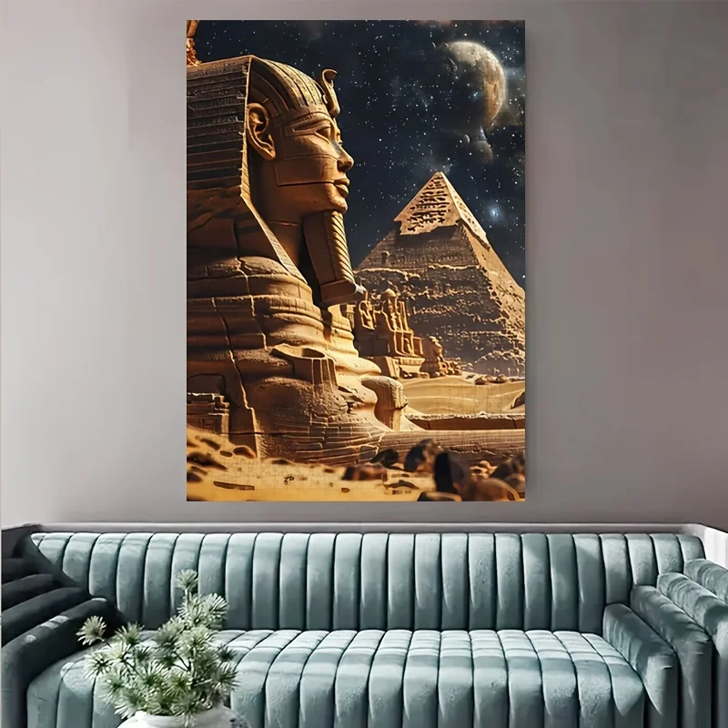 1000 قطعة من أحجية الصور المقطوعة على شكل فرعون مصري وأرواح أبو الهول - تحدي المستوى المتقدم مع تصميم السماء الليلية المرصعة بالنجوم، مستطيل أبيض #4