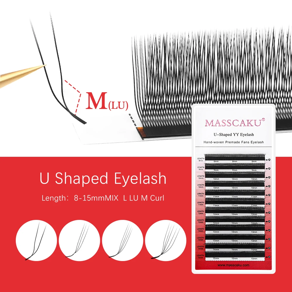 MASSCAKU U-förmige LU/M Curl 3D/4D/5D Russische Wimpernverlängerung Volumen Wimpern Verlängerungswinkel Flauschige Faux Nerz Wimpern Zubehör