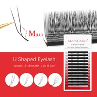 MASSCAKU en forma de U LU/M Curl 3D/4D/5D extensión de pestañas rusas volumen extensión de pestañas ángulo esponjoso pestañas postizas de visón suministros