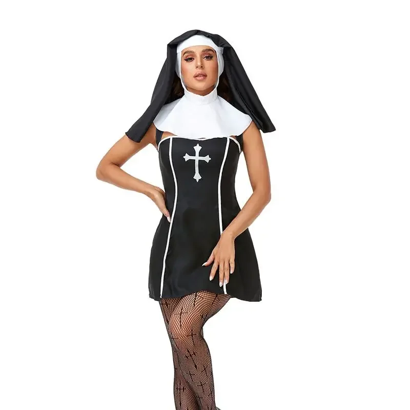 

Halloween Nun Sister Lingerie Sexy Bad Habit Costume Exotic Fetish Missionary Nun Cosplay Dress Hen Party Erotic Outfit Women