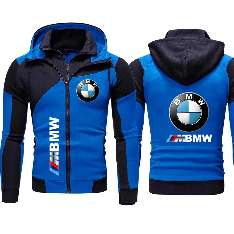 2024 New Men Hoodie BMW Logo Printed Motorcycle Jacket Zipper Pullover Sweatshirt Men Sportswear Hoody BMW Clothing Biker Jacket