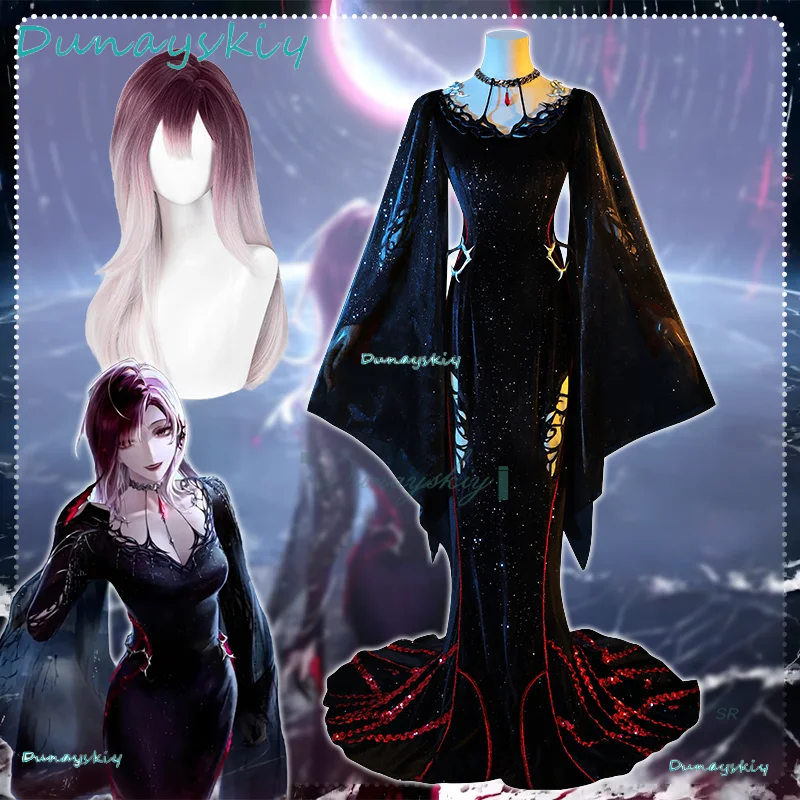 

Women Tight Fishtail Skirt Game Path To Nowhere Shalom Cosplay Costume Wig Role Play Clothing Carnival Party Suit Halloween