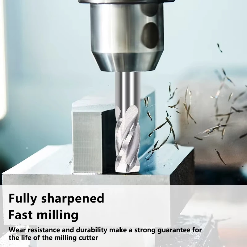 HAMPTON End Mill 4 flüt karbür freze kesicisi 3.175mm Shank Spiral düz freze Bit için ahşap kesme CNC yönlendirici Bit