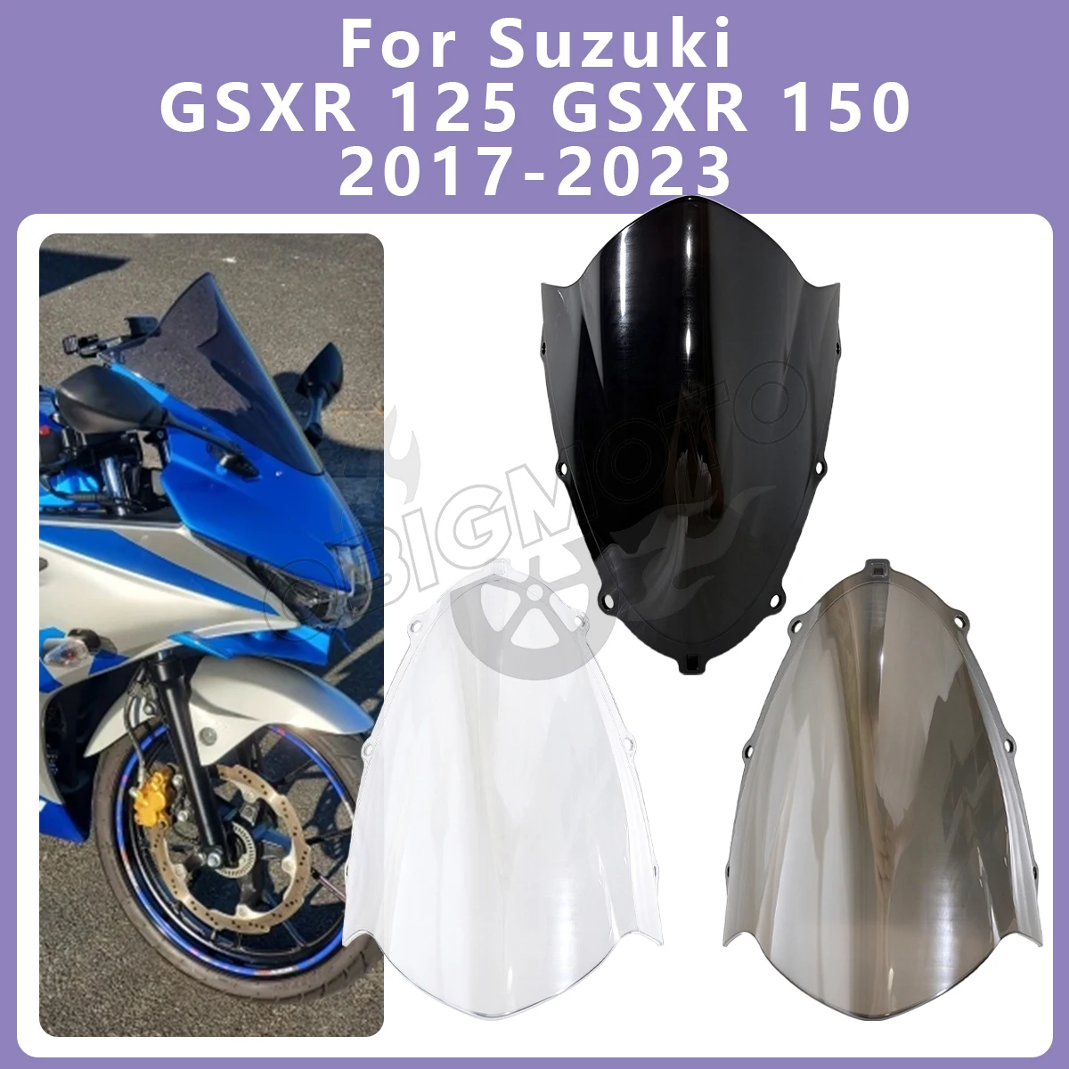 Motorcycle Front Windshield WindScreen Wind Deflector For Suzuki GSXR GSX-R 125 150 GSXR125 GSXR150 GSX-R125 GSX-R150 2023-2017