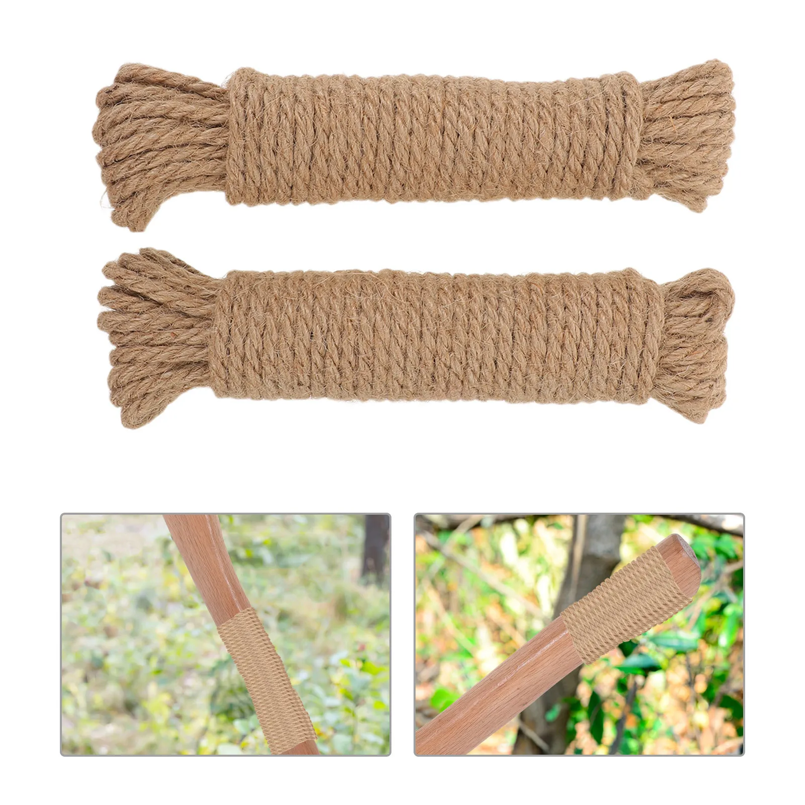 

4pcs 4 Rolls 10M Axe Handle Wrapping Jute Twine Vintage Hand Braided Non-Slip Rope For Garden Tool Grip Natural Twine Cord For