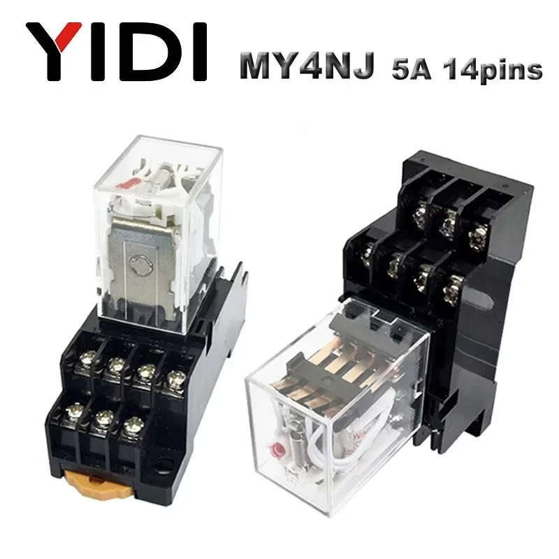 Customized HH54P HH52P HH62P LY2NJ MY2NJ MY4NJ Coil Relay DPDT DC 12V 24V Indicator Power Relays AC 110V 220V with Base Socket