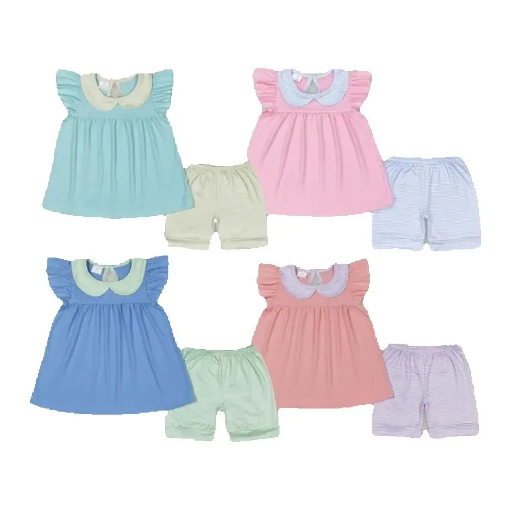 

Baby kids clothing Sibling summer girls Baby Girls Sibling Sister Flutter Sleeve Ruffle Tunic Shorts Clothes Sets