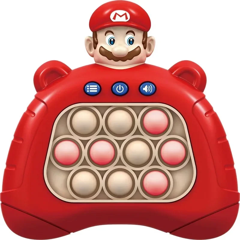 Super Mario Pop Quick Push Game Bubbles Game Machine Cartoon Pop it Game Anti Stress Squeezing Toys Adult Kids Birthday