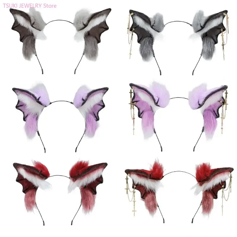 62KE Bloodsucker Bats Hair Hoop مرحة آذان الحيوانات عصابات رأس حلقات شعر بسيطة