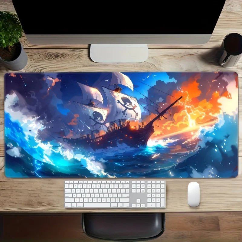 

Игровой коврик для мыши Pirate Ship Storm, увеличенный, с нескользящей резиновой основой, для геймеров и работы
