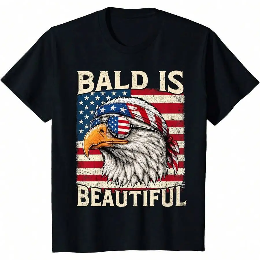 Is Beautiful 4Th Of July USA Patriotic Funny Bald Eagle T-Shirt 100% Cotton Trendy Y2K Short-Sleeve Tee – Soft, Quick-Drying, &