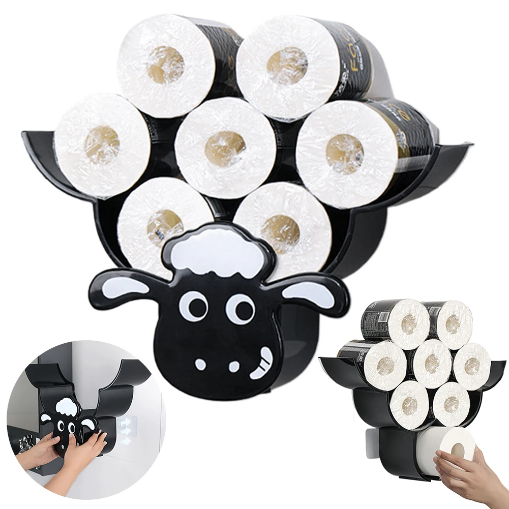 

Wall Mounted Paper Storage & Organizer Sheep Funny Animal Toilet Paper Storage Bathroom Decor Tissue Shelf for Bathrooms Kitchen