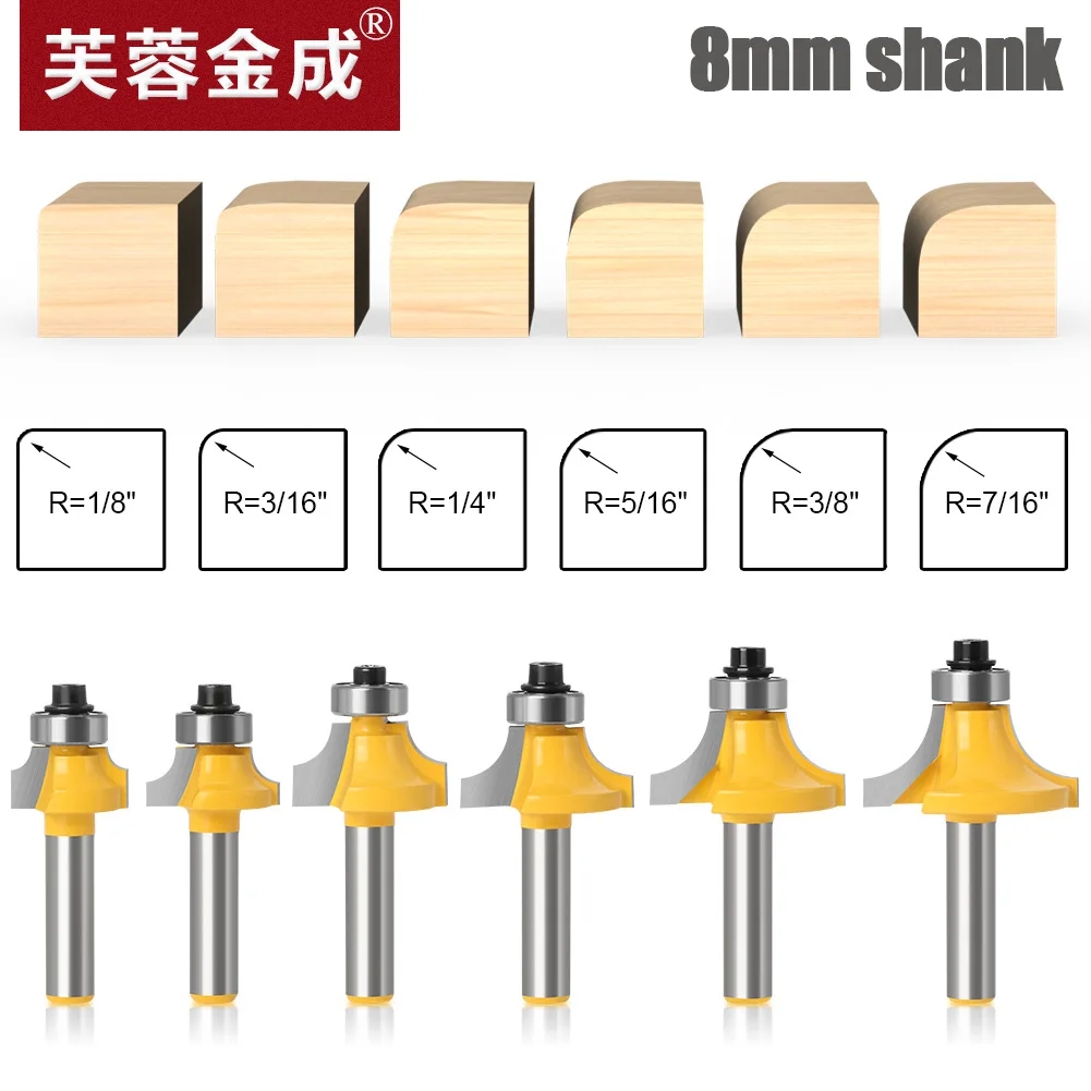 8-handle 6-piece Fillet Cutter Chamfering R-angle Milling Cutter Commonly Used Fillet Cutter high-grade Alloy Fillet Cutter Trim