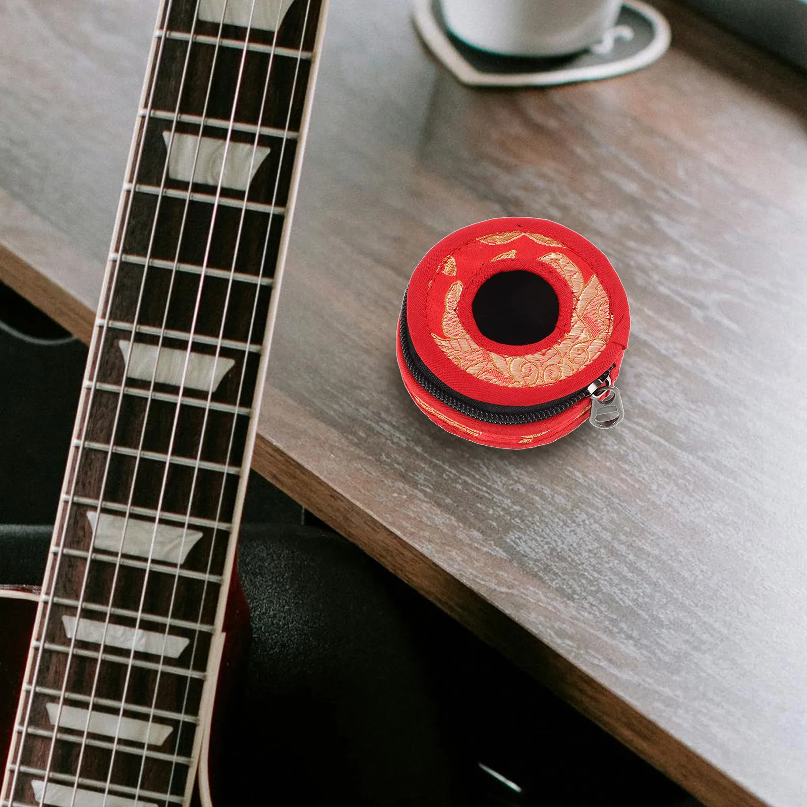 

Finger Cymbals Holder 7.5cm Red Finger Cymbals Case Pattern Tingsha Case Zipper Storage Bag Dance Accessories