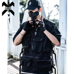Hip Hop Tactical Multi Pocket Vest Men 2025 Spring Men Functional Cargo Sleeveless Coat Casual Men Vest Techwear