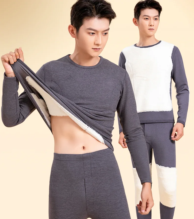 

Rabbit Fleece Knee & Elbow Pads】Winter Thermal Underwear Set, Men's and Women's Plush Fleece-Lined Coldproof Base Layer