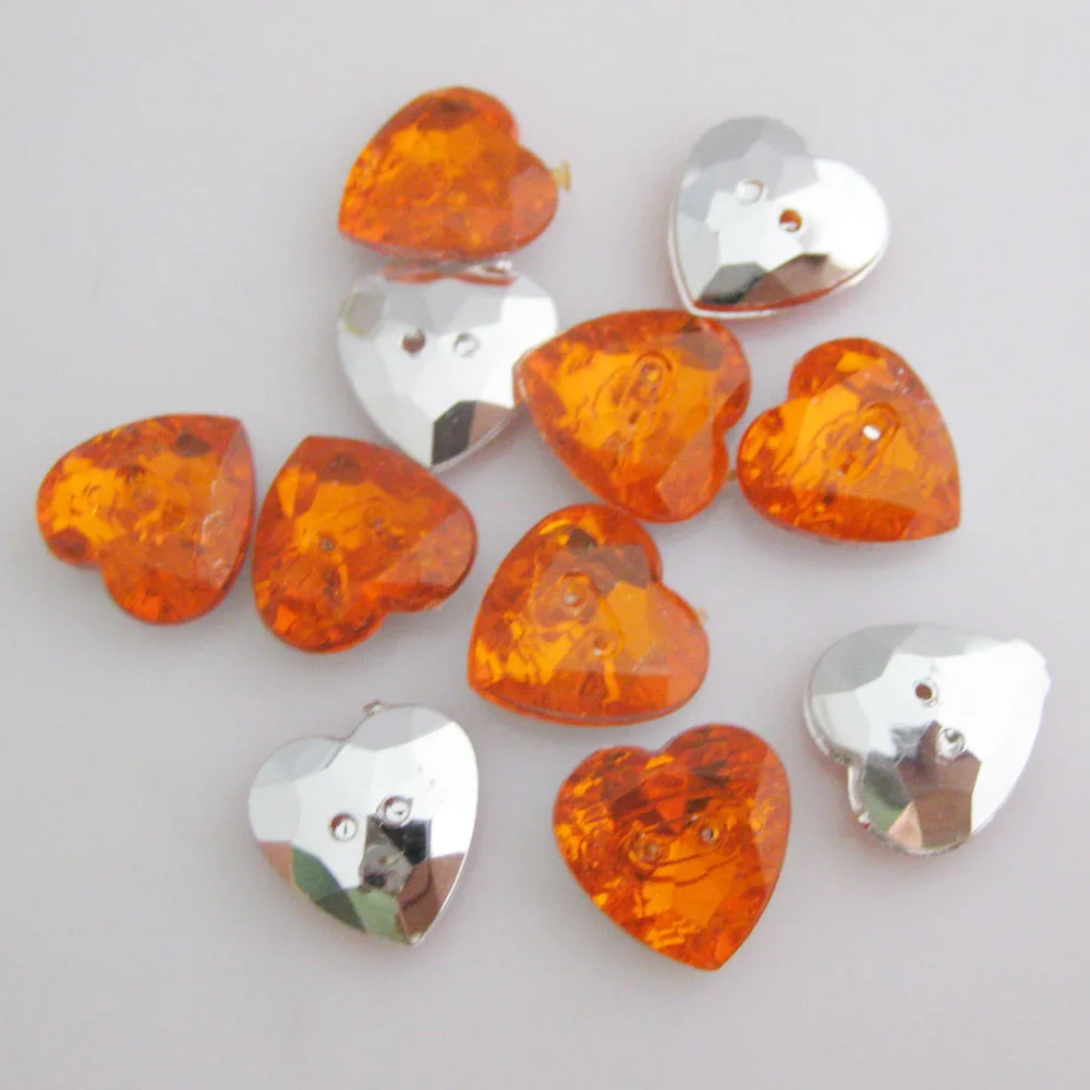 NBNLWK 1/2" Heart Shape Sewing Acrylic Buttons For Garment 50Pcs Multicolors Decorative Clothes Accessories