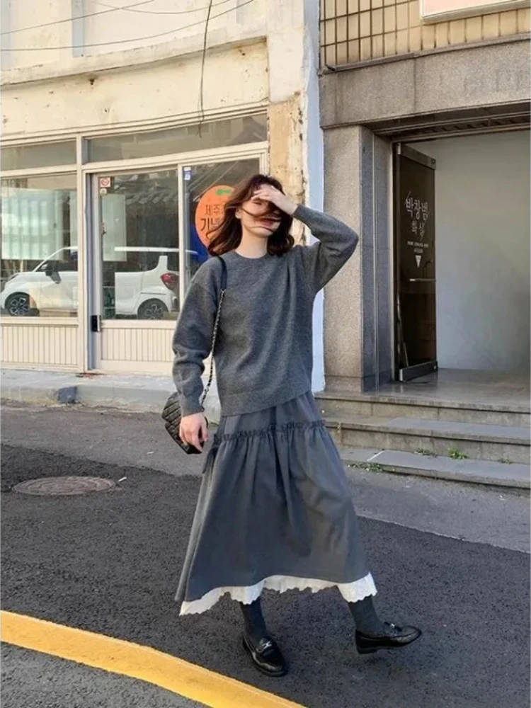 

Y2k субкультурные грибы в стиле пэчворк, серые юбки 2021, новая эстетичная юбка с высокой талией для женщин, осень 90-х Fairycore Faldas Mujer