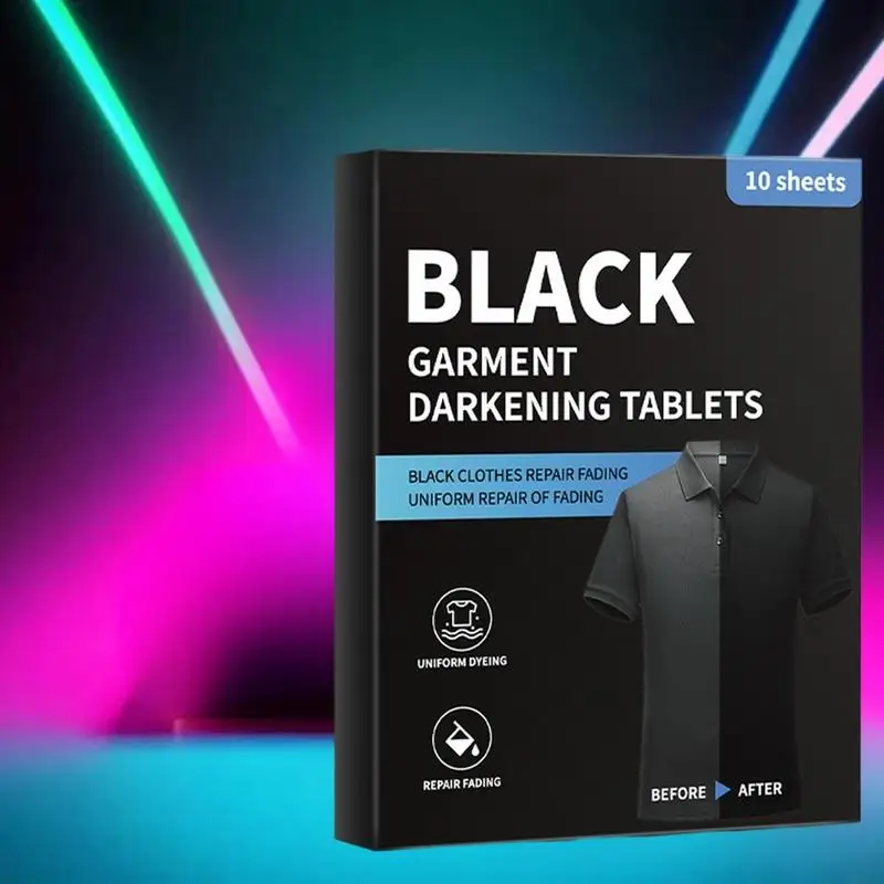 10pcs Black Clothing Restorer Laundry Tablets; Restores Vibrancy; Enhances Color; Efficiently Prevents Fading.