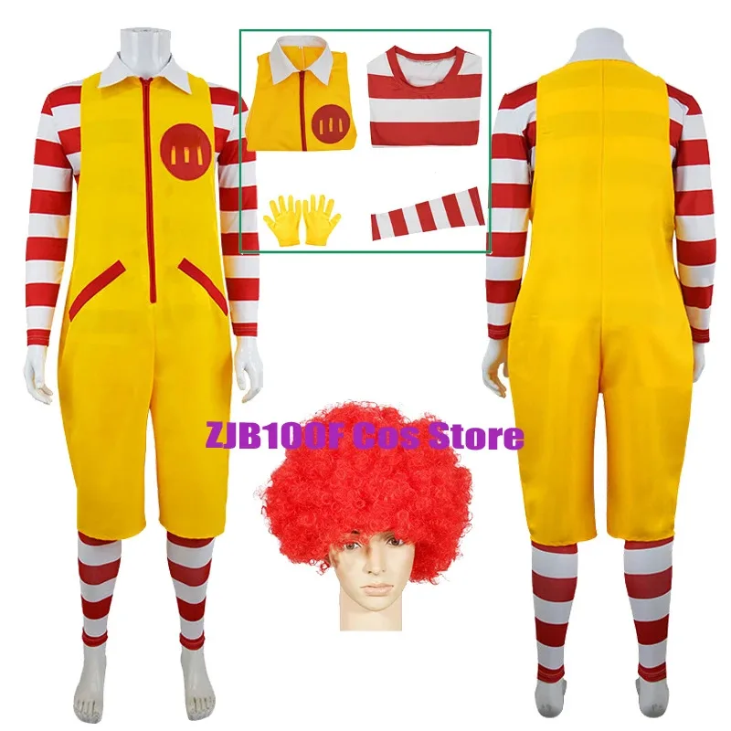 

M Uncle Clown Cosplay Anime Parent-Child Costume Jumpsuits Fastfood Yellow Clown Clothing for Kids Halloween Christmas Cosplay