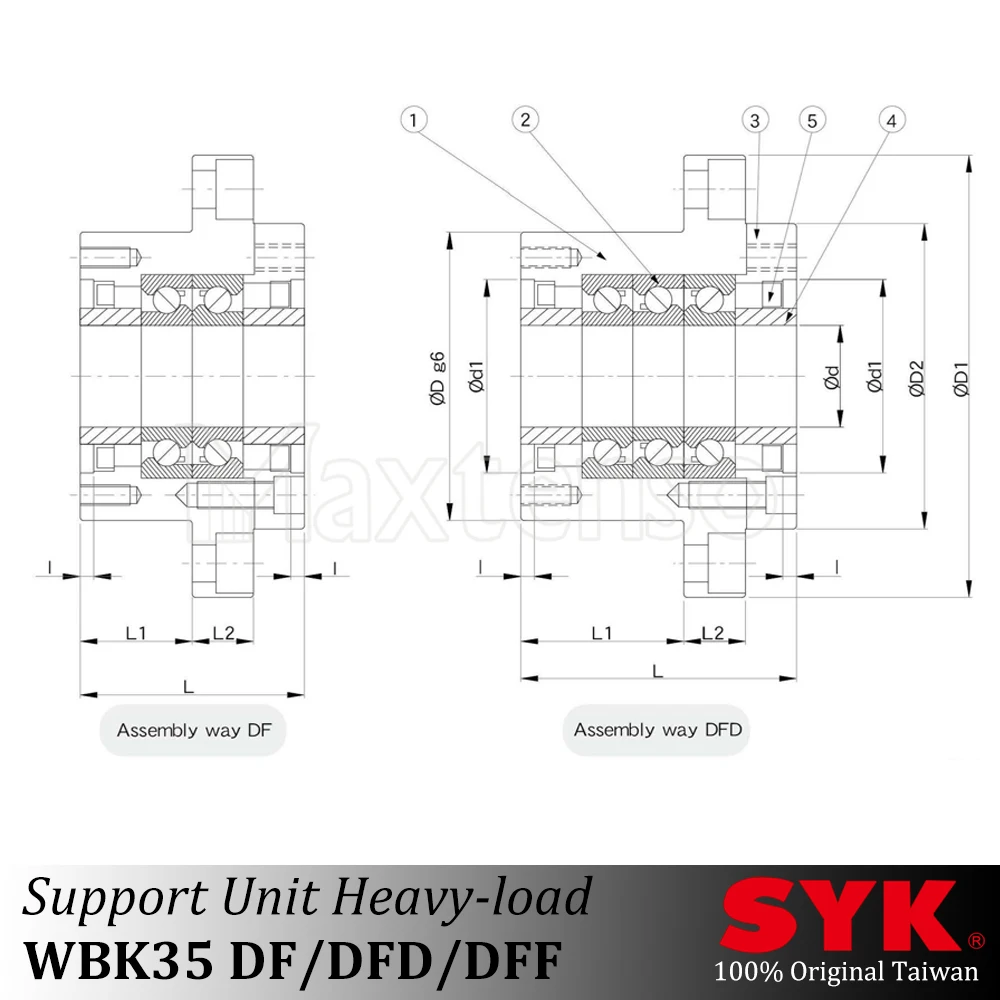 Imagem -04 - Syk-unidade de Suporte Profissional de Carga Pesada Tbi Hiwin Parafuso de Esferas R35 Ground C3c5 Peças Cnc Premium Nsk Tpi Classe p4 Wbk35