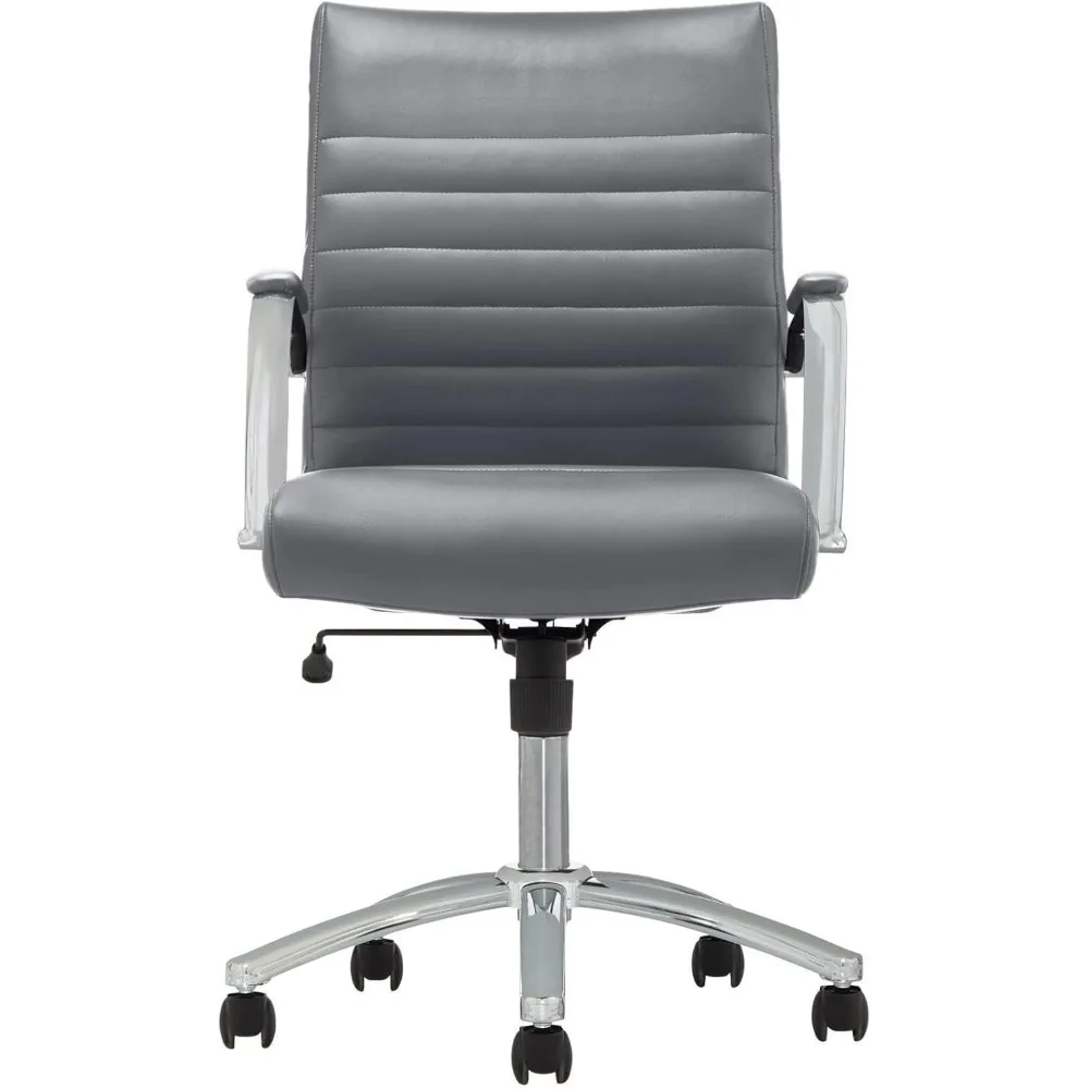 ® Modern Comfort Series Winsley Bonded Leather Mid-Back Chair, Gray