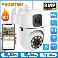 Cámara de vigilancia PTZ HD de 8MP para exteriores, lente Dual de 4MP, pantalla Dual, seguimiento automático AI, cámara de protección de seguridad IP, vídeo CCTV
