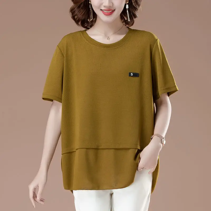 Women Summer Cotton Simplicity Loose Large Size All-match Solid Color O-neck T-Shirt Women Clothes Casual Appear Thin Trend Tops