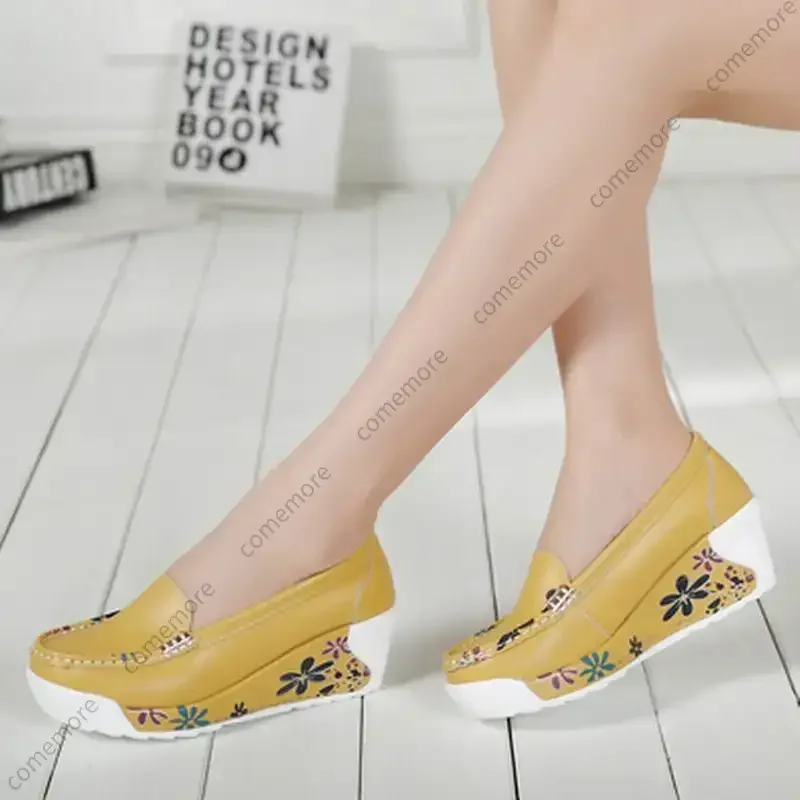 Fashion Female Wedges White Ladies Casual Shoes Women Sneakers Summer Loafers Women's Leather Platform Flat Heeled Sandals