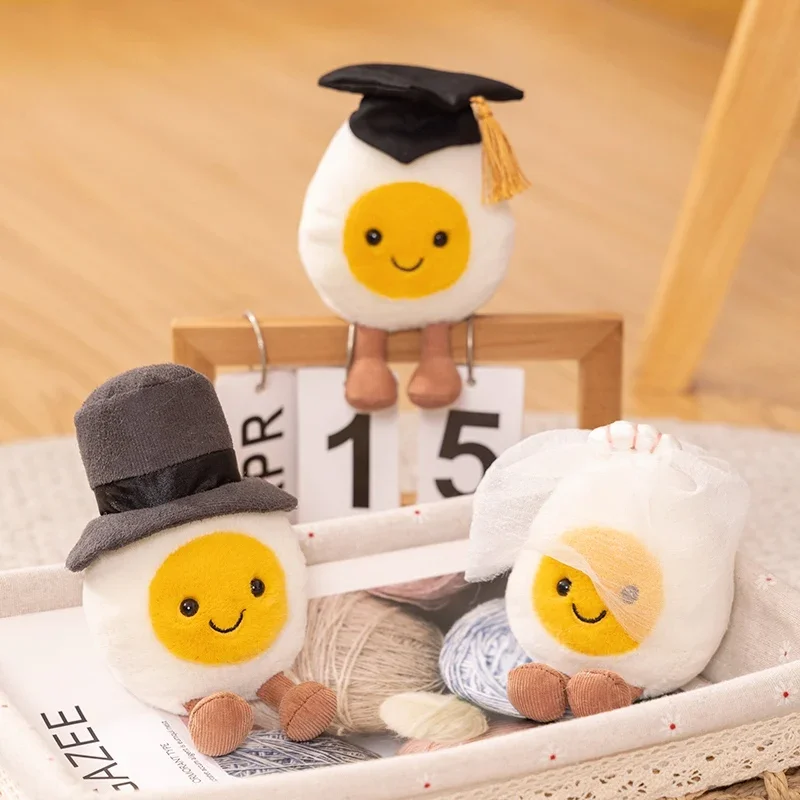 14cm Soft Plush Egg Wear Hat With Leg Plush Toy Stuffed Doctor/Groom/Bride's Egg Plush Doll Kids Christmas Xmas Gift