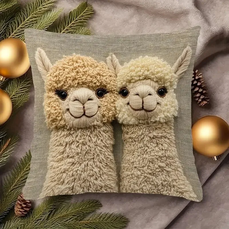 45cm Lovely Alpaca Pillowcase Grass Mud Horse Cushion Cover Home  Sofa Decorative Pillow Cover Car Bedroom Pillow Case Gift Fav