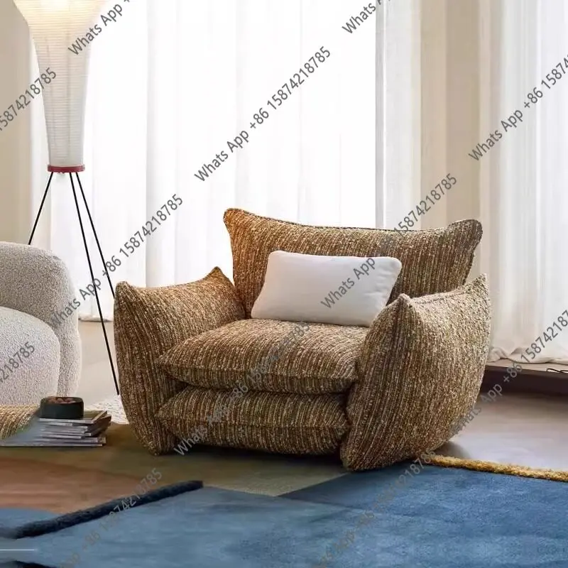 

Leisure chair French large apartment single sofa 2025 designer living room lazy sofa reclining fabric leisure chair