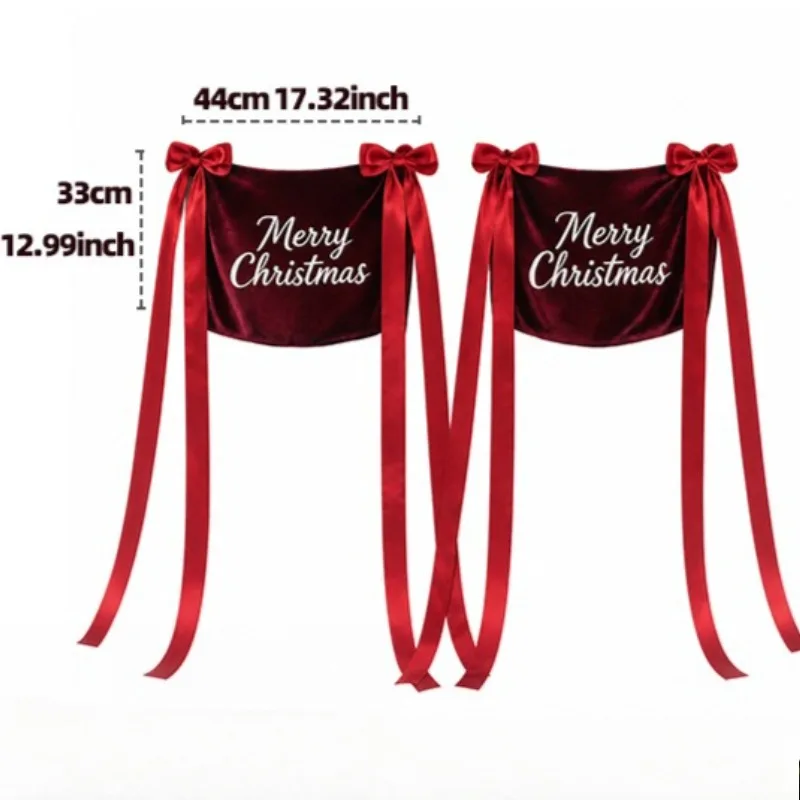 New Velvet Decorative Christmas Chair Covers Wine Red Dark Green Flannel Chair Back Ornaments For Christmas Party Gathering