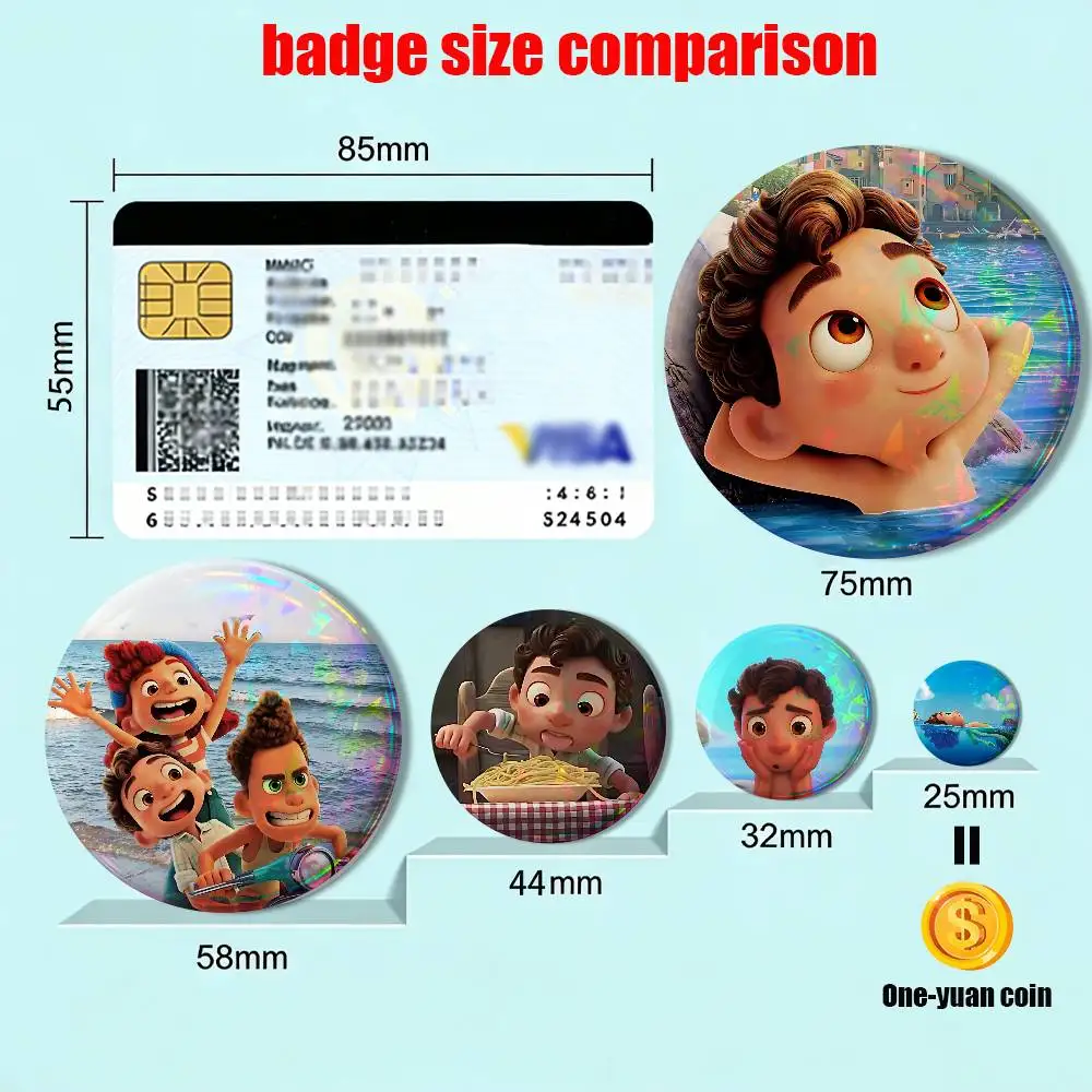 Summer atmosphere Luca Paguro Creative Round Badge Button Pin Bag Decor Fans Collection Friends Gift Brooch