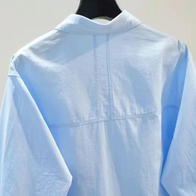 Turn-down Neck Pink Solid Long Sleeved Loose Shirt And Blouse Outerwear Clothing Top Casual Single Breasted Spring Simple OL New