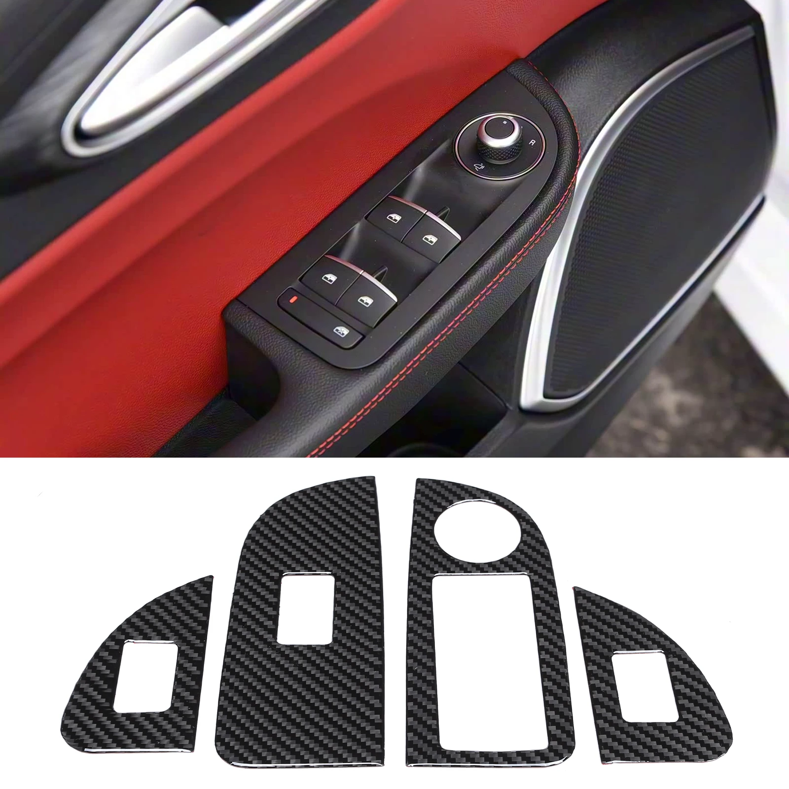 

Soft Carbon Fiber For Alfa Romeo Giulia 15-23 Car Window lift button Center console Panel Trim Sticker Interior Car Accessories