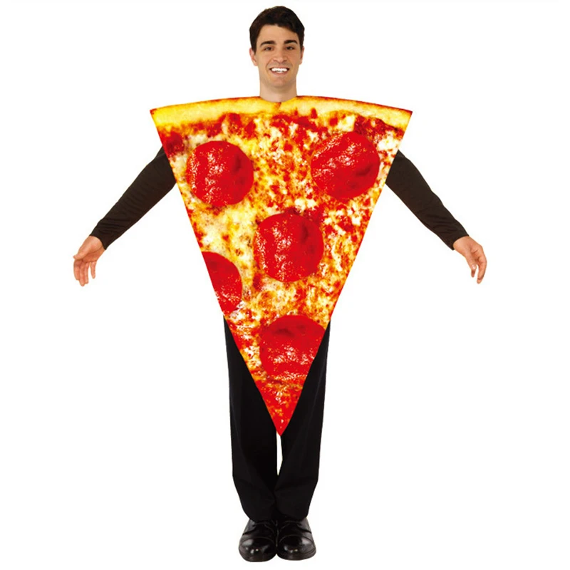 Unissex comida fatia pizza traje túnica esponja terno adulto das mulheres dos homens engraçado purim festa de halloween fantasia vestido cosplay