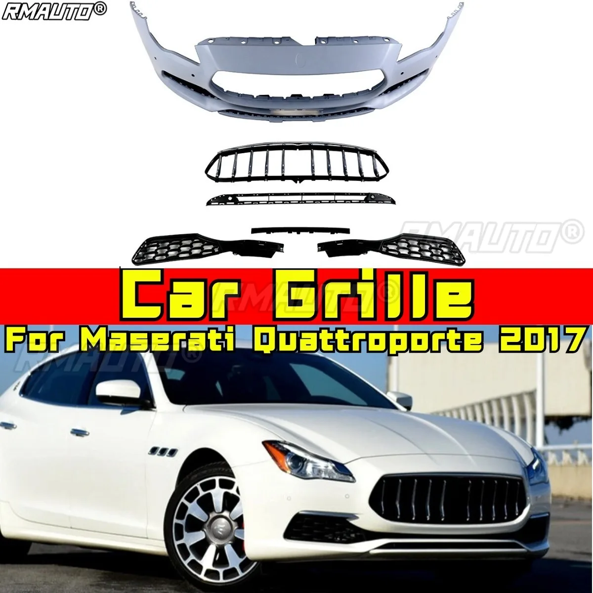 

Для Maserati Quattroporte 2017, комплекты для стайлинга, автомобильная решетка, передний бампер автомобиля, передний бампер, решетка, защита бампера, комплект кузова