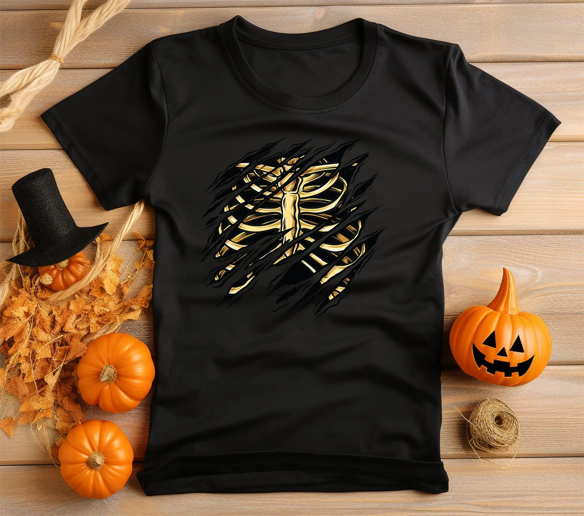 

Ript Open Rib Cage T Shirt 100 Cotton Black Halloween Men s Women Fancy Dress