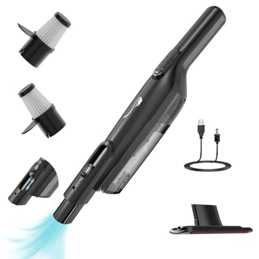 Cordless Handheld Vacuum Lightweight Portable Hand Vacuum Cleaner with LED Light Rechargeable Hand Held Vacuum with One-Touch E