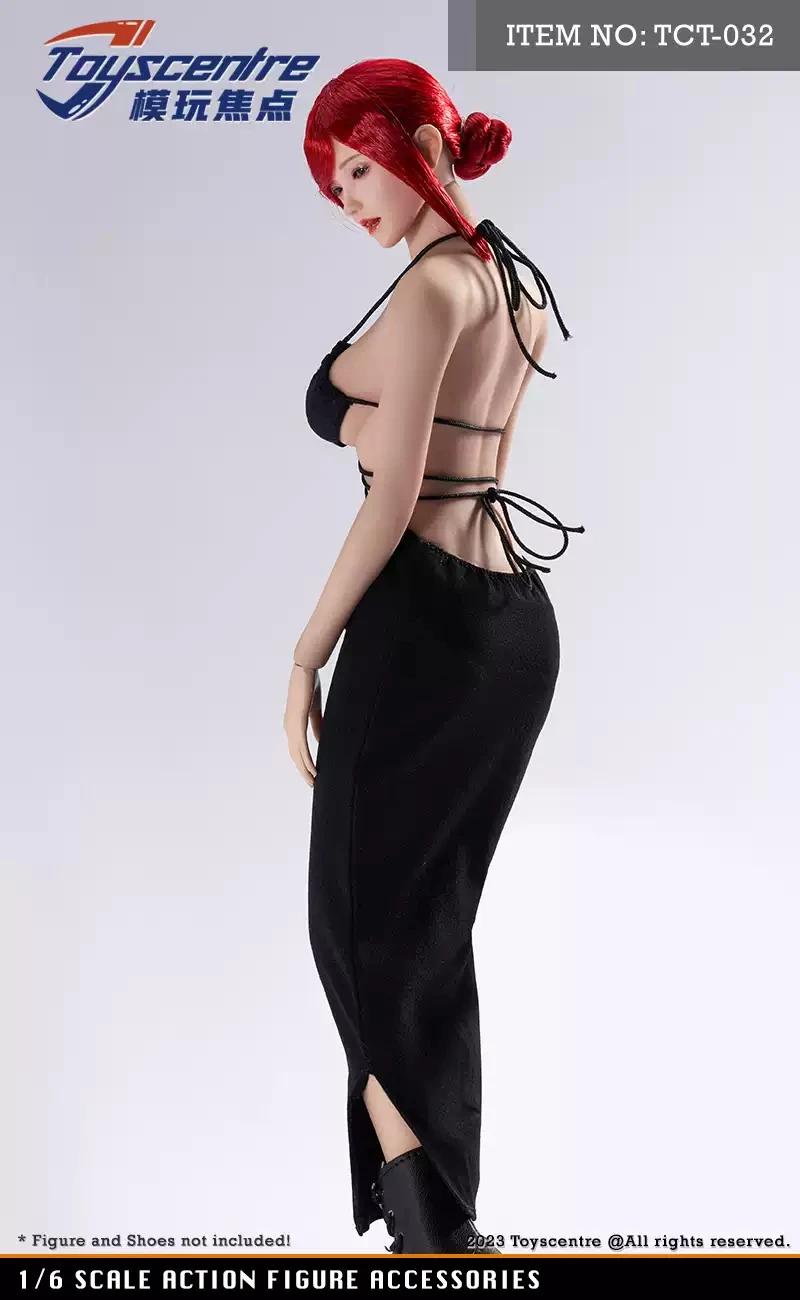 Toys center TCT-032 1/6 Scale Female Sexy Backless Black Evening Dress Clothes Model Fit 12 inch Action Figure Body Dolls