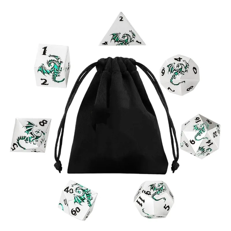 

7Pcs/set New Alloy Polyhedral Dice Set Board Game Metal Dice
