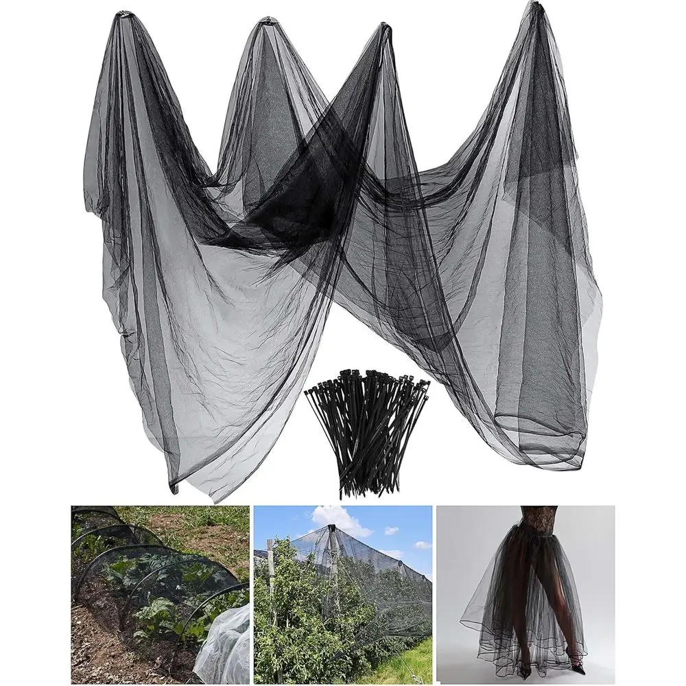 10x13ft Black Mosquito Netting for Garden Patio Insect and Bird Protection