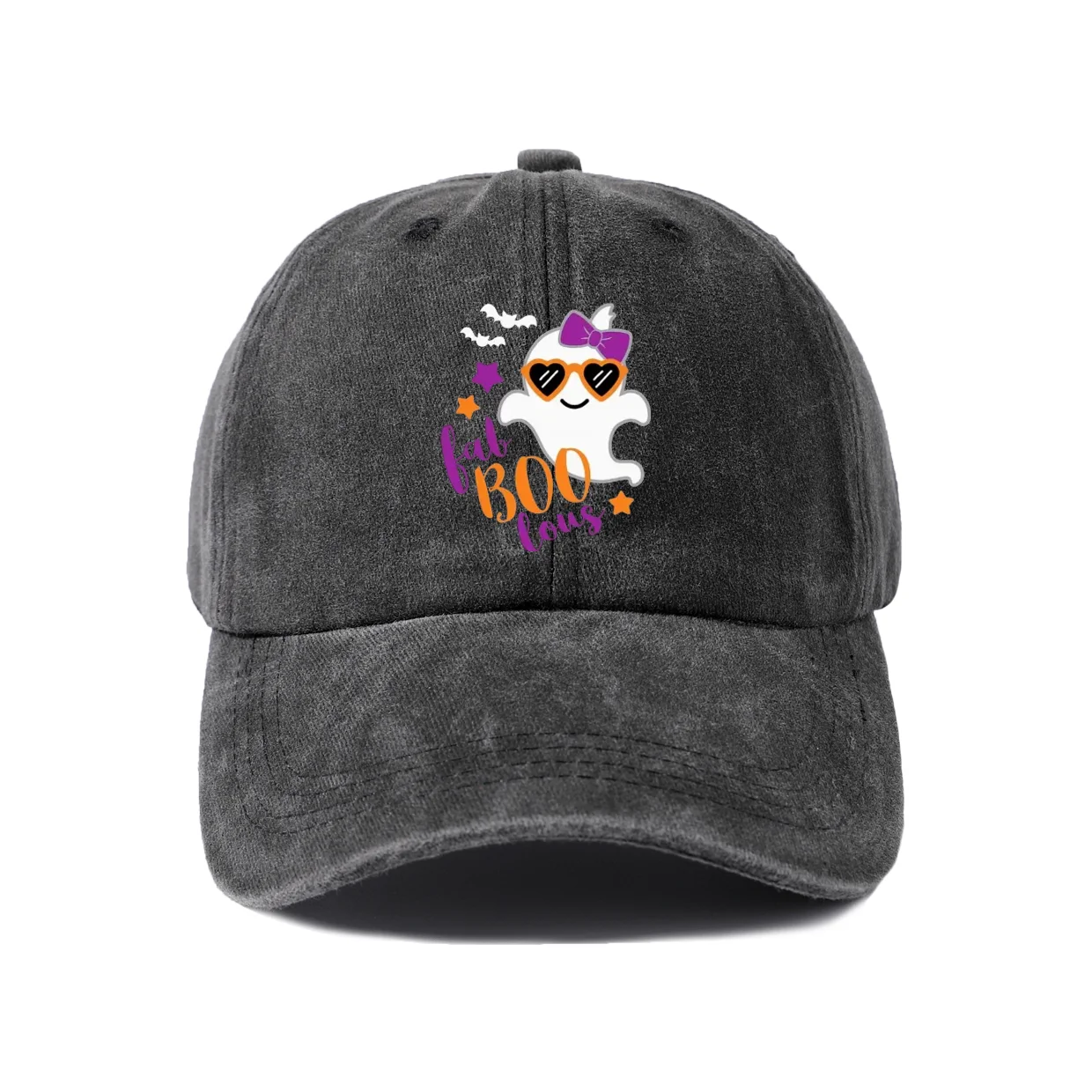 Cowboy Ghost Boo Graphic Baseball Cap, Vintage Washed Adjustable Unisex Dad Hat, Streetwear Gift