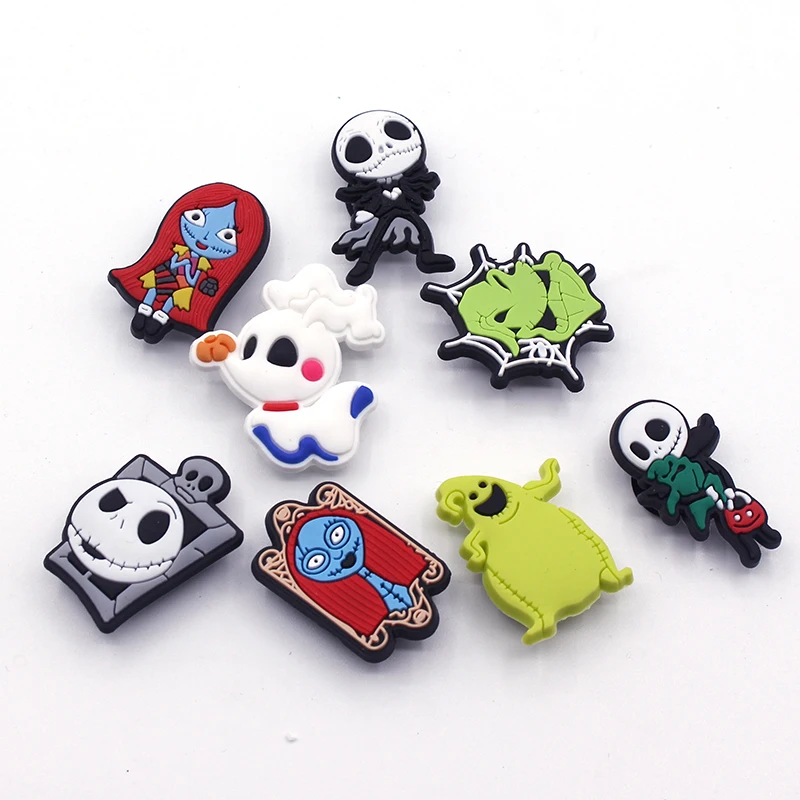 22 sztuk/zestaw film animowany Nightmare Before Christmas buty z PVC Charms czaszka Jack zapchacze sandały akcesoria do obuwia dekoracje