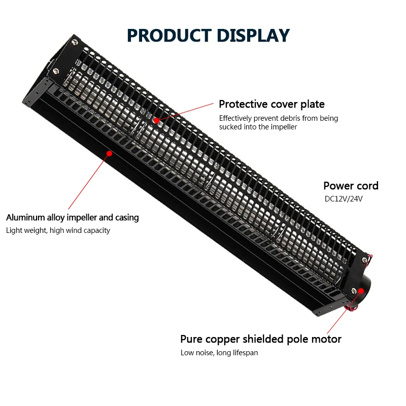 Kipas Aliran Silang 40 DC12/24V Senyap Volume Udara Besar Tipe Drum Strip Panjang Kipas Ventilasi Aliran Silang untuk Penggunaan Rumah dan Industri