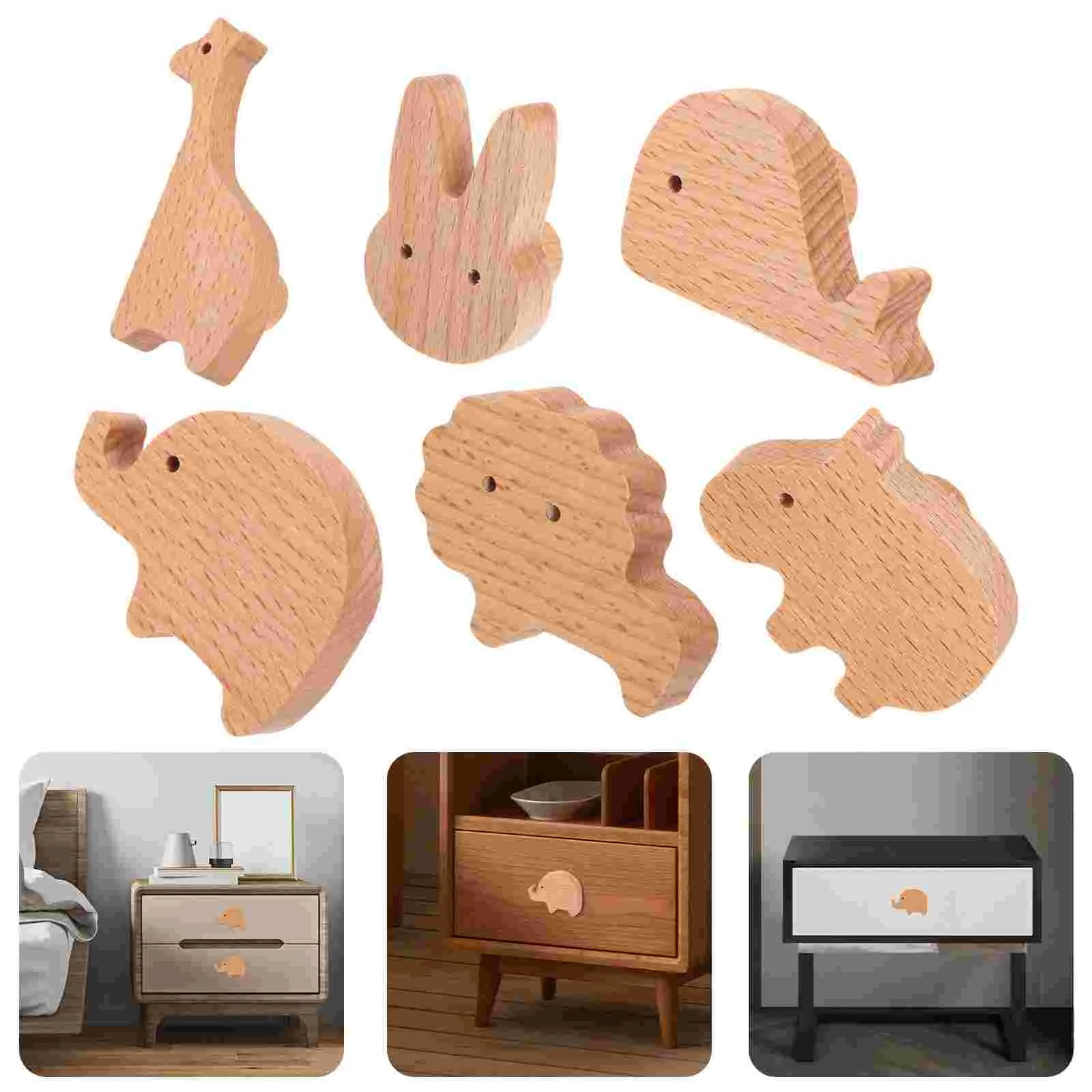 

6 Pcs Cabinet Door Handles Animal Wardrobe Drawer Knobs for Cabinets Drawers Kitchen